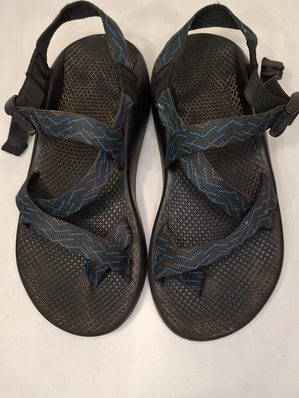 Chaco Men's Black Sandals with Black Webbing Adjustable Strap. Lightly Worn